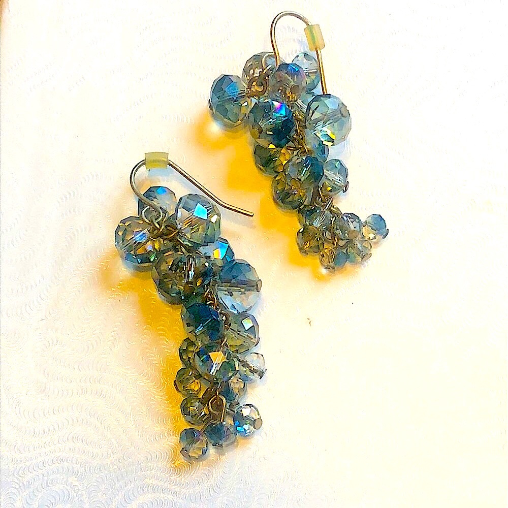 Iridescent blue swarovski crystal earrings